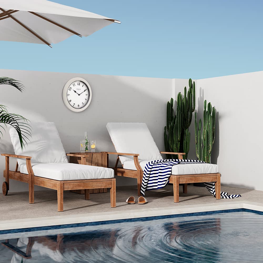 21 cm nordische Indoor/Outdoor-Uhr, wasserdicht und staubdicht, moderner Stil, Schneebeerweiß (qualifiziert für Badezimmer und alle Außenbereiche)