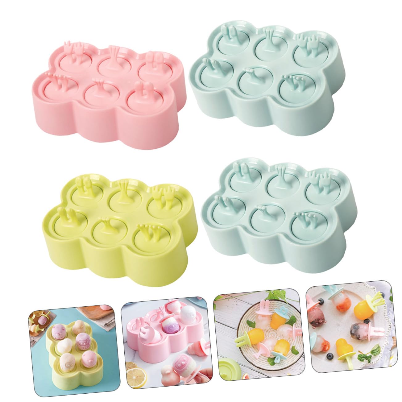 BESTYASH 4ensembles Moules à Glace Silicone Maison Forme Animal Pour Bâtonnets Glace Et Glaçons