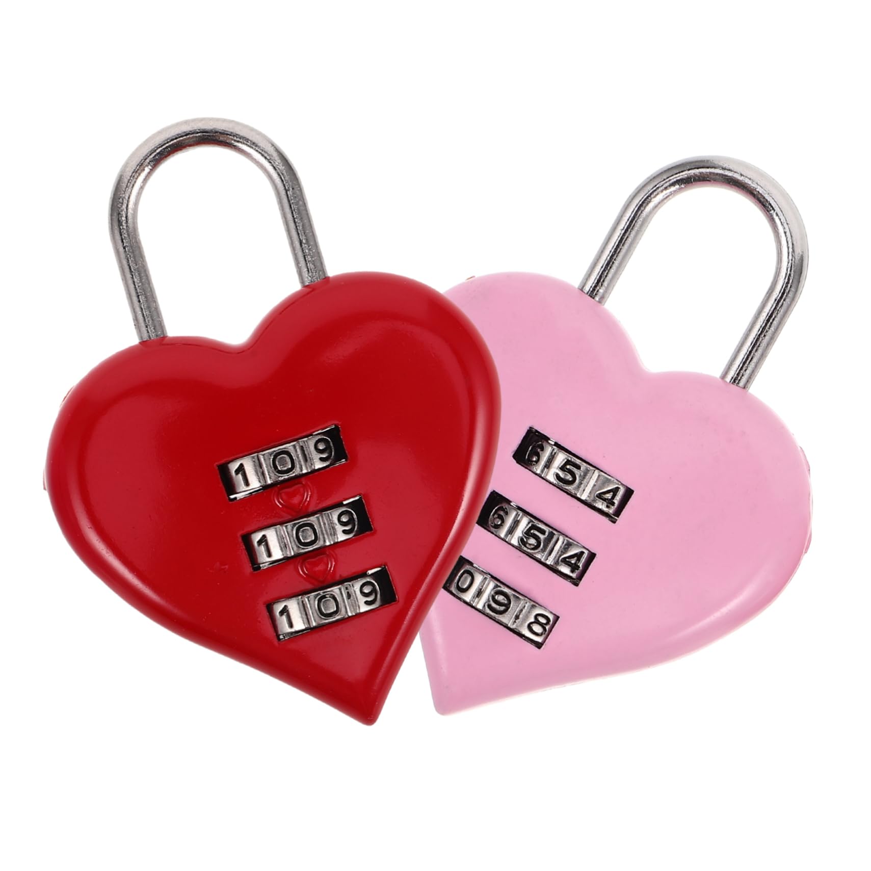 SUPVOX 2pcs Heart Shaped Padlocks Wear-Resistant Combination Lock Home Accessory Boys and Girls' Notebook Jewelry Box Valentine's Day