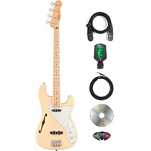 Fender Squier Paranormal Precision Thinline SJ Bass Guitar - Vintage White