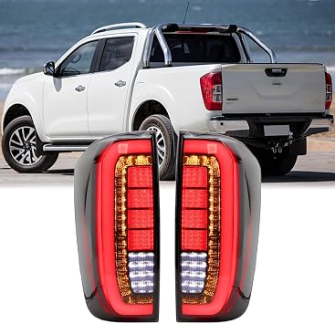 Dreamseek LED Tail Light Assembly Compatible with Nissan Navara NP300 D23 2015 2016 2017 2018 2019 2020 2021 Rear Brake Lamp Taillight with Dynamic Sequential Turn Signal Smoke Lens