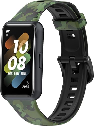 Miniatura 7 de TenCloud Paquete de 5 correas de repuesto diseñadas para Huawei Band 7, correas de silicona suave, correa de muñeca ajustable deportiva para Huawei