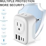 European Travel Plug Adapter, DIWILI International Power Plug with 2 AC Outlets 4 USB Ports(2 USB C), Type C Travel Essentials Charger for Canada to Most of Europe EU Italy Spain France