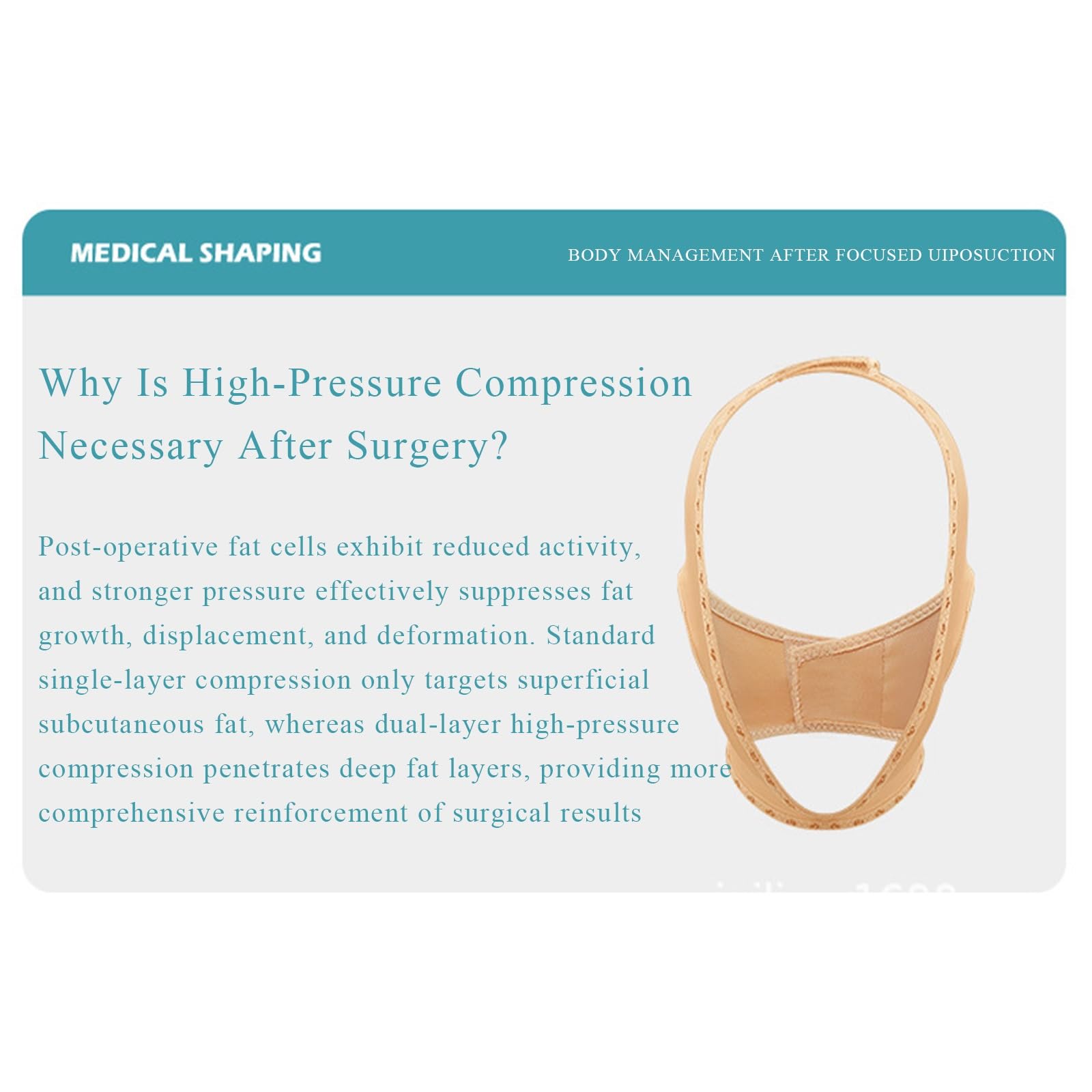Ceinture de tonification du Visage pour Femmes, Ceinture pour Double Menton après liposuccion, vêtement de Compression Amincissant pour Le Visage, Beige (Grande Taille)