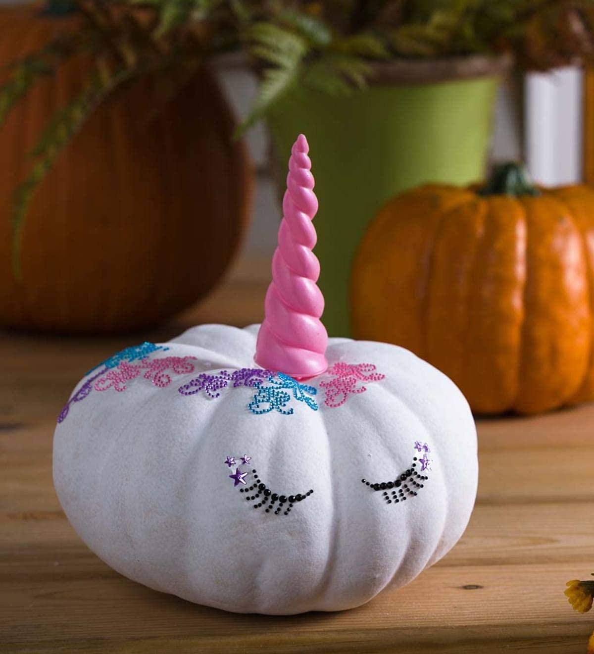 Magiczny jednorożec dynia zestaw akcesoriów do rzeźbienia na Halloween, 48 ml farba, różowa biel
