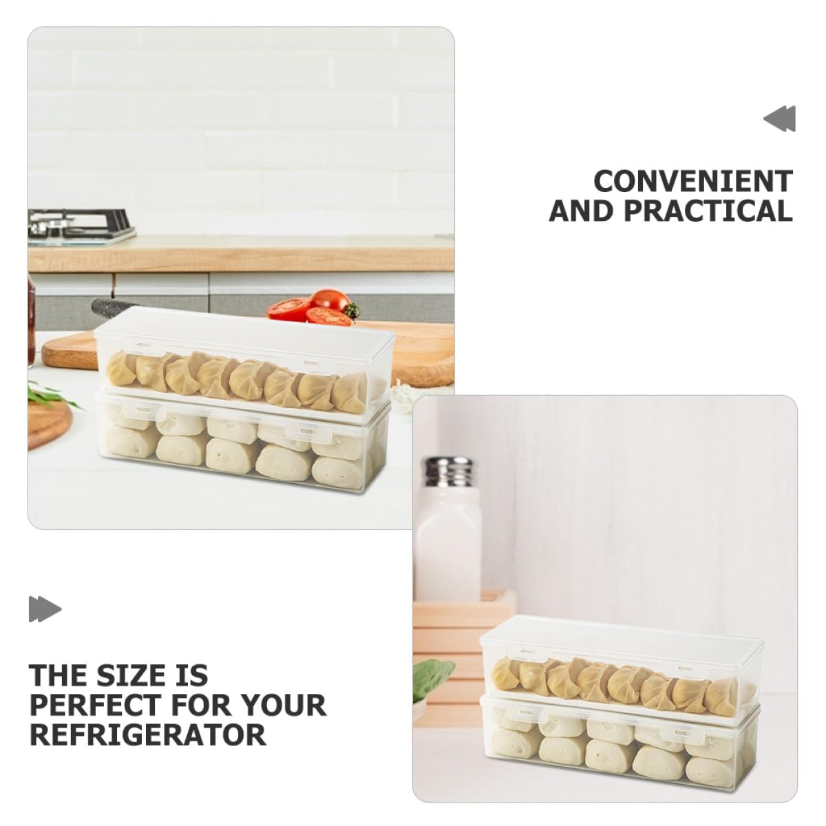 3piezas Unidades Cajas Herméticas para Alimentos con Tapa Organizadores Rectangulares para Nevera y Congelador Almacenamiento Fresco para Pasta y Fideos Recipientes Herméticos