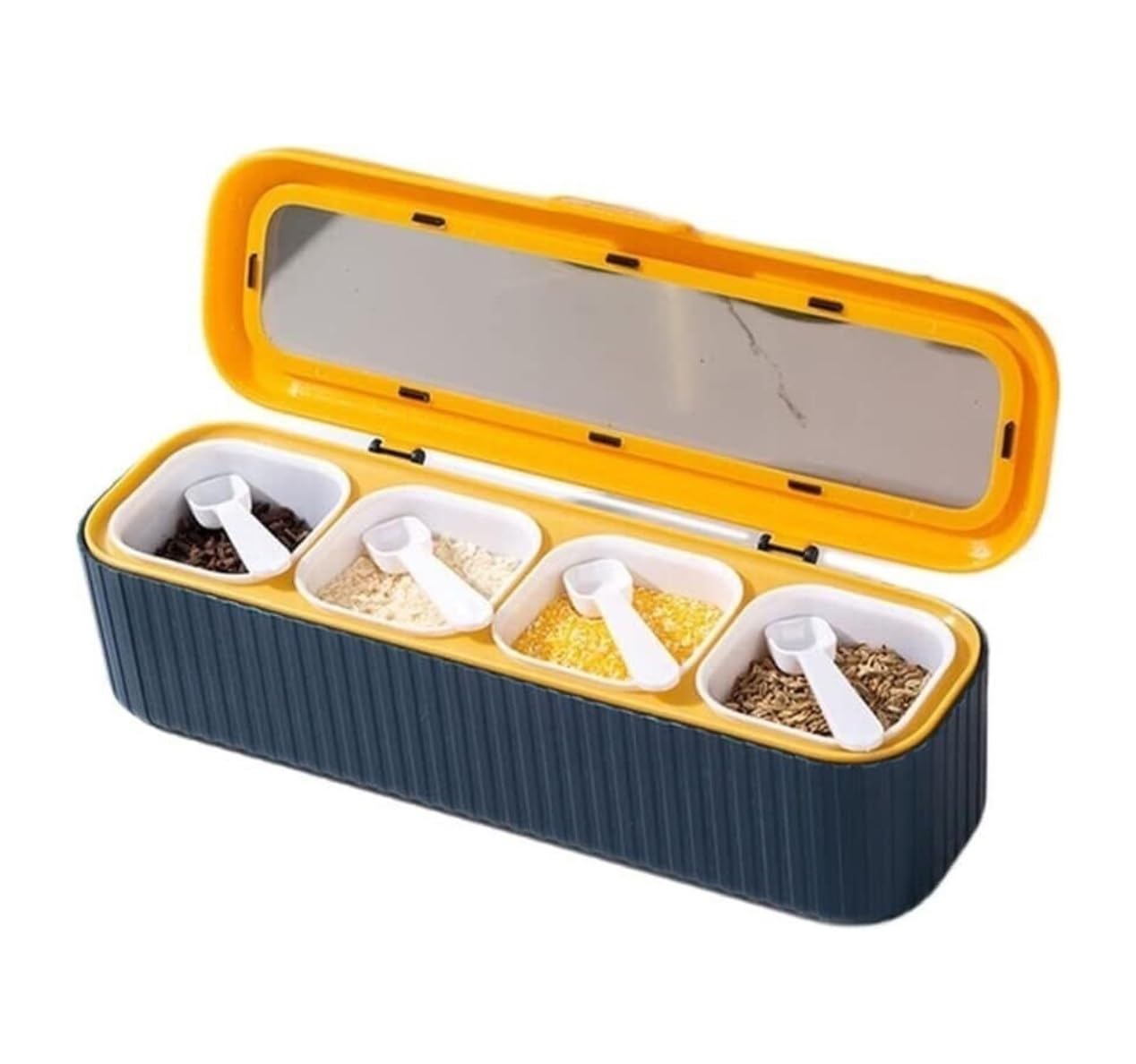 Pots à Épices Assaisonnement Box Set Boîte D'assaisonnement En Plastique, Ensemble Combiné De 4 Grilles, Bouteilles D'assaisonnement, Sucre, Sel, Boîte De Rangement De Glutamate Monosodique Pots à Sel