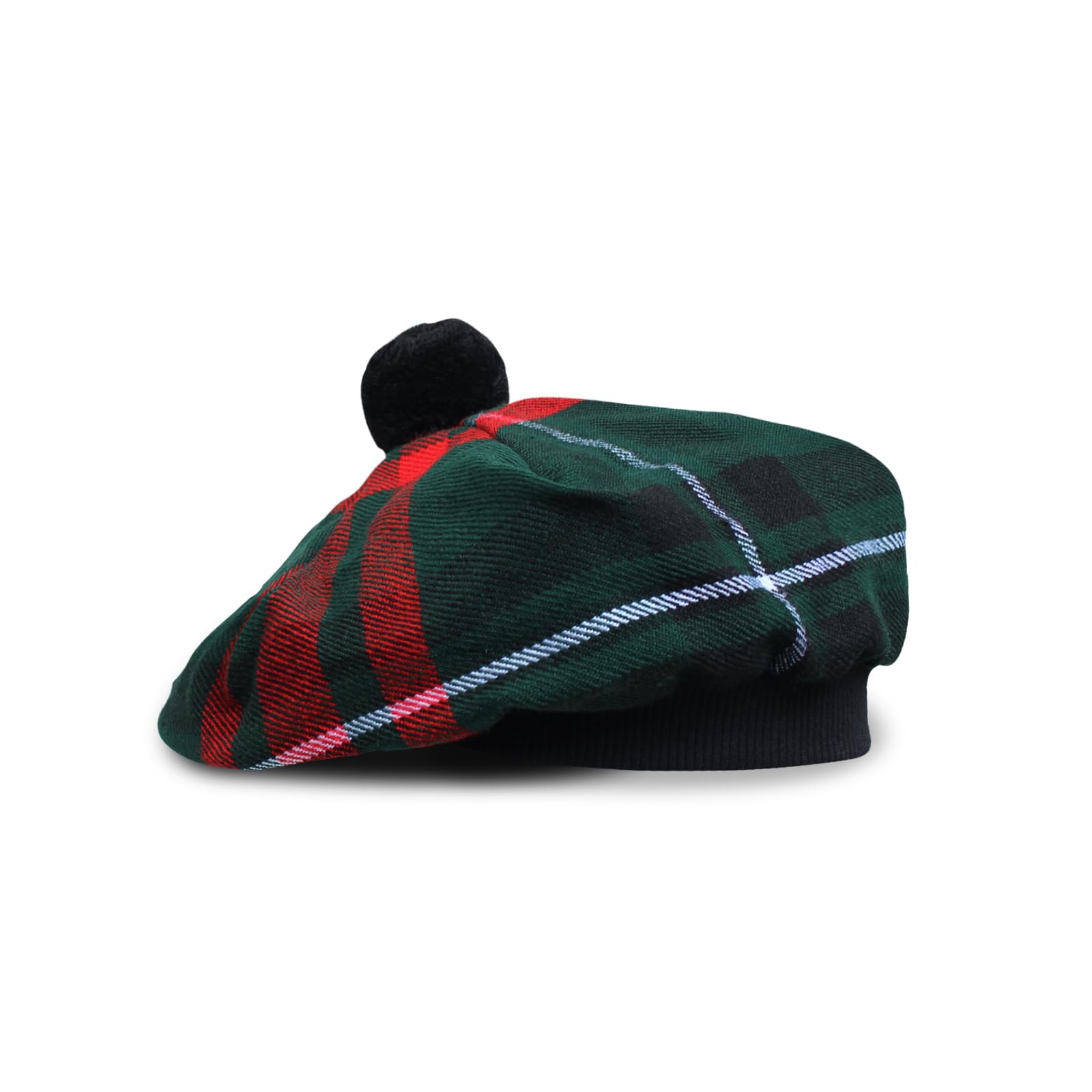 Scottish Tam O’ Shanter Hat Tartan Bonnet Pom Pom Wool Flat Cap One Size