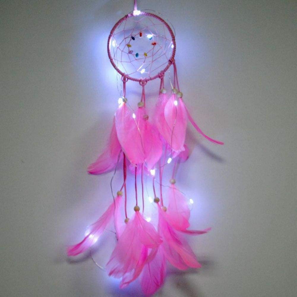 Attrape Reves Rose LED fait à la main fini les nuits sombres en chambre