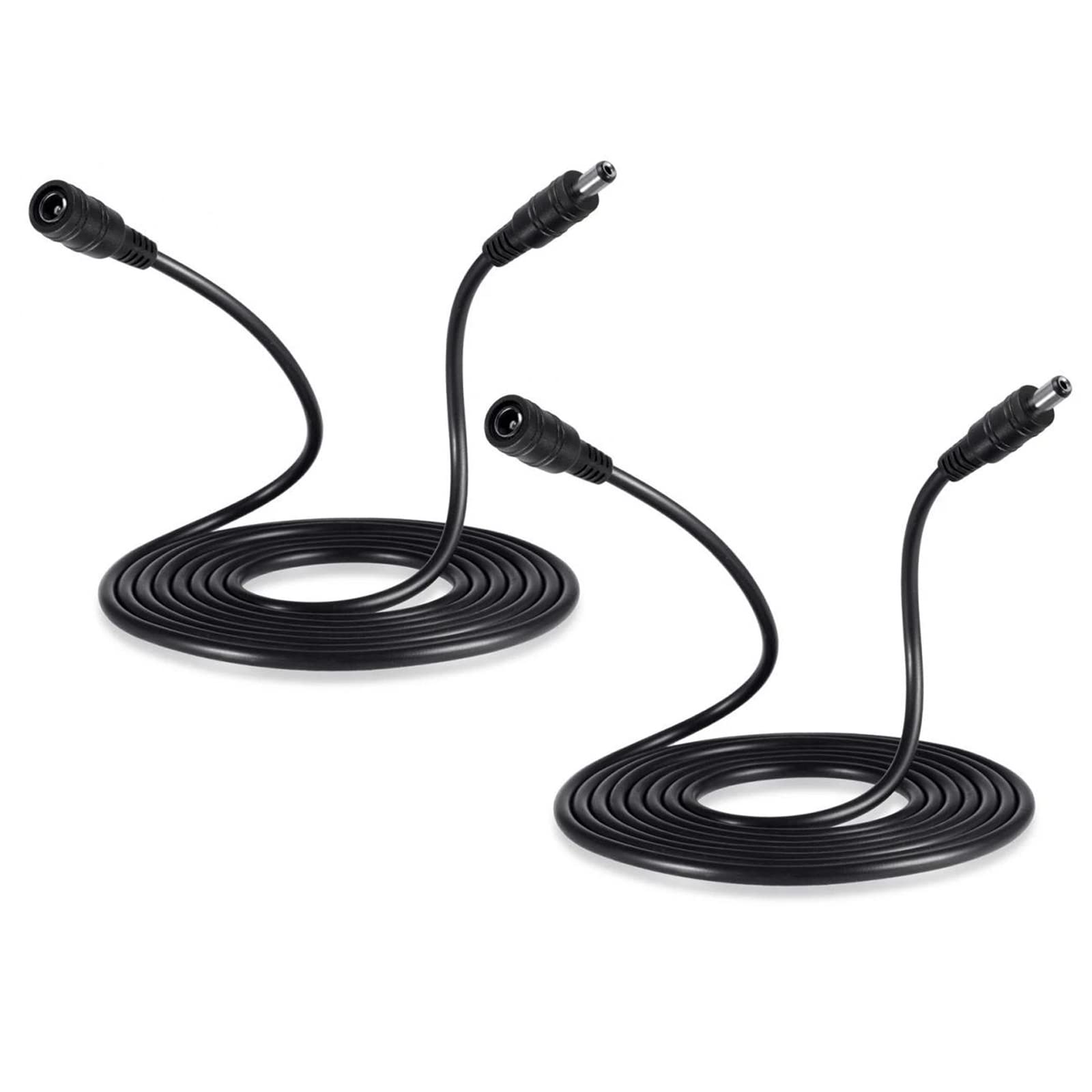 Auroh 12V DC Extension Cable 3M Black 2 Pack - 5.5x2.1mm for CCTV & LED