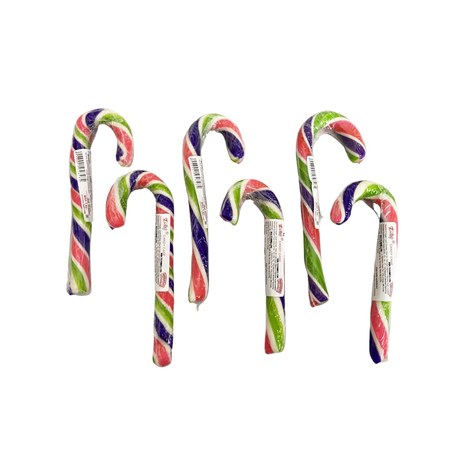 Zubi The Fun Candy Watermelon Candy Canes Pack of 6 Enriched with