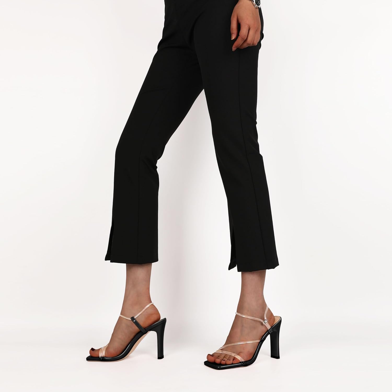 Joseywade Clear Black Heels Clear Heels For Women Clear Ankle Strap Open Toe High Block Chunky Heel Heeled Sandals Transparent Shoes 3.5" US Size 6 - Image 2