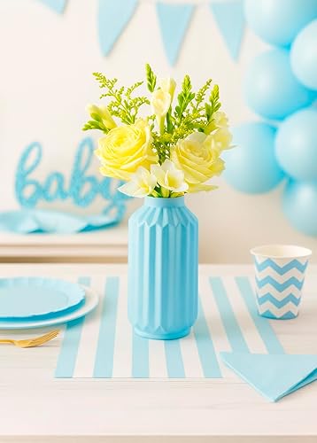 Miniatura 4 de Florero decorativo de plástico para centro de mesa para fiesta o decoración del hogar, florero grande (azul bebé)