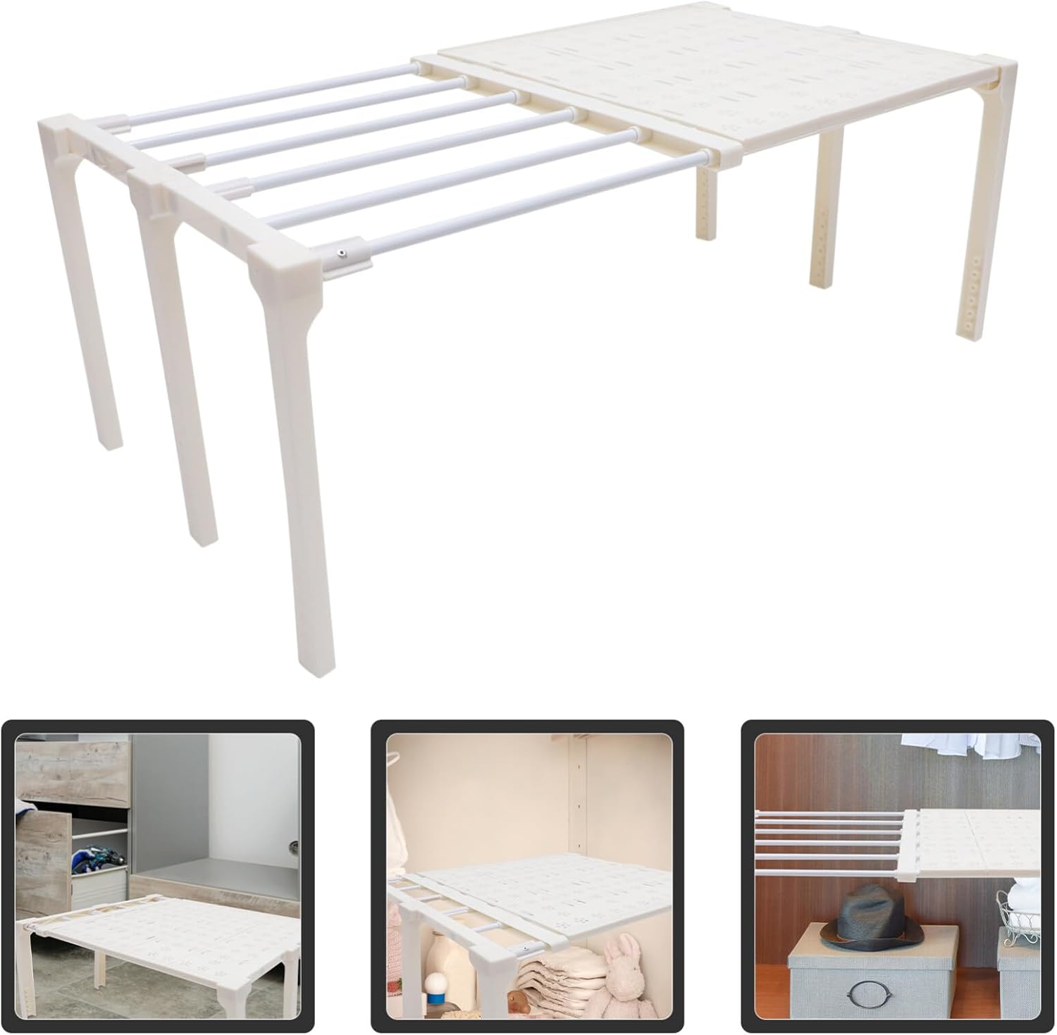 Cabilock Adjustable Storage Shelf Organizer Versatile Closet Rack for Kitchen Bathroom and Wardrobe and Material for Maximizing Space Narrow Areas