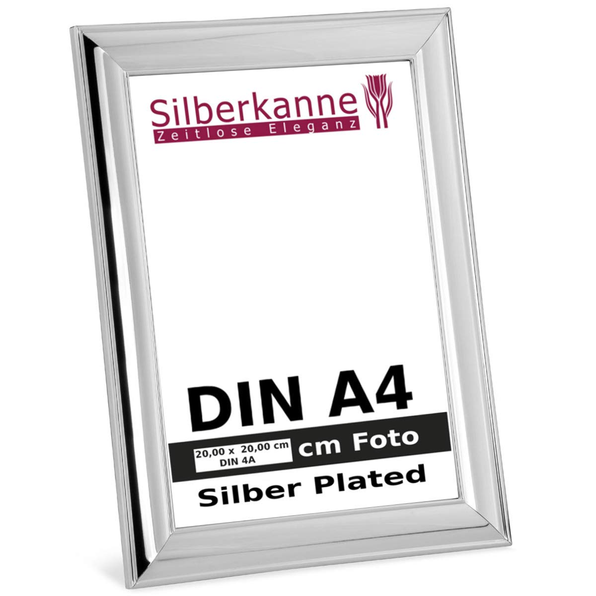 Bilderrahmen DIN A4 für Zertifikate und Urkunden 21,0x29,7 cm Foto Premium Silber Plated edel versilbert in Top Verarbeitung