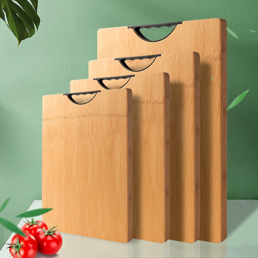tabla de cortar, Tabla de cortar bambú grande con mango, tabla madera doble cara for cocina, duradera(50x35x1.8cm)