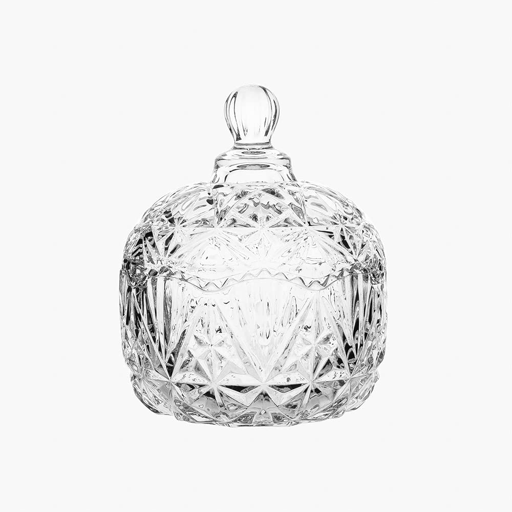 DelisogaExcellent Shiny Crystal Glass Candy Jar with Lid (Style 7)