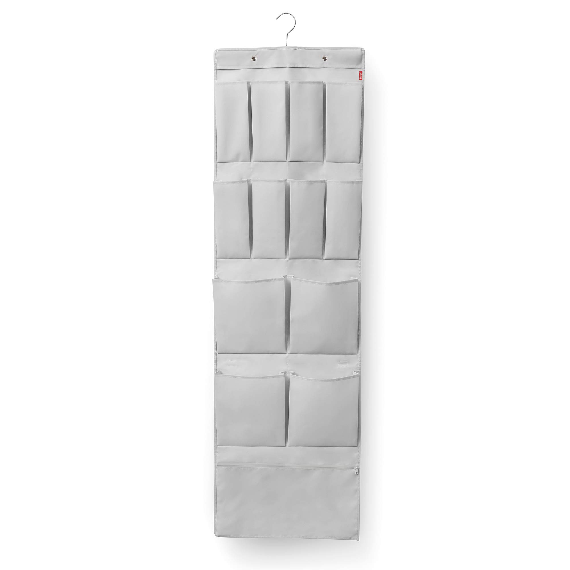 Rayen Multi-Purpose Rack | Over-Door Organiser with Hooks, Ideal for Shoes, Bags or handkerchiefs | 45 x 120-150 cm | Light Grey