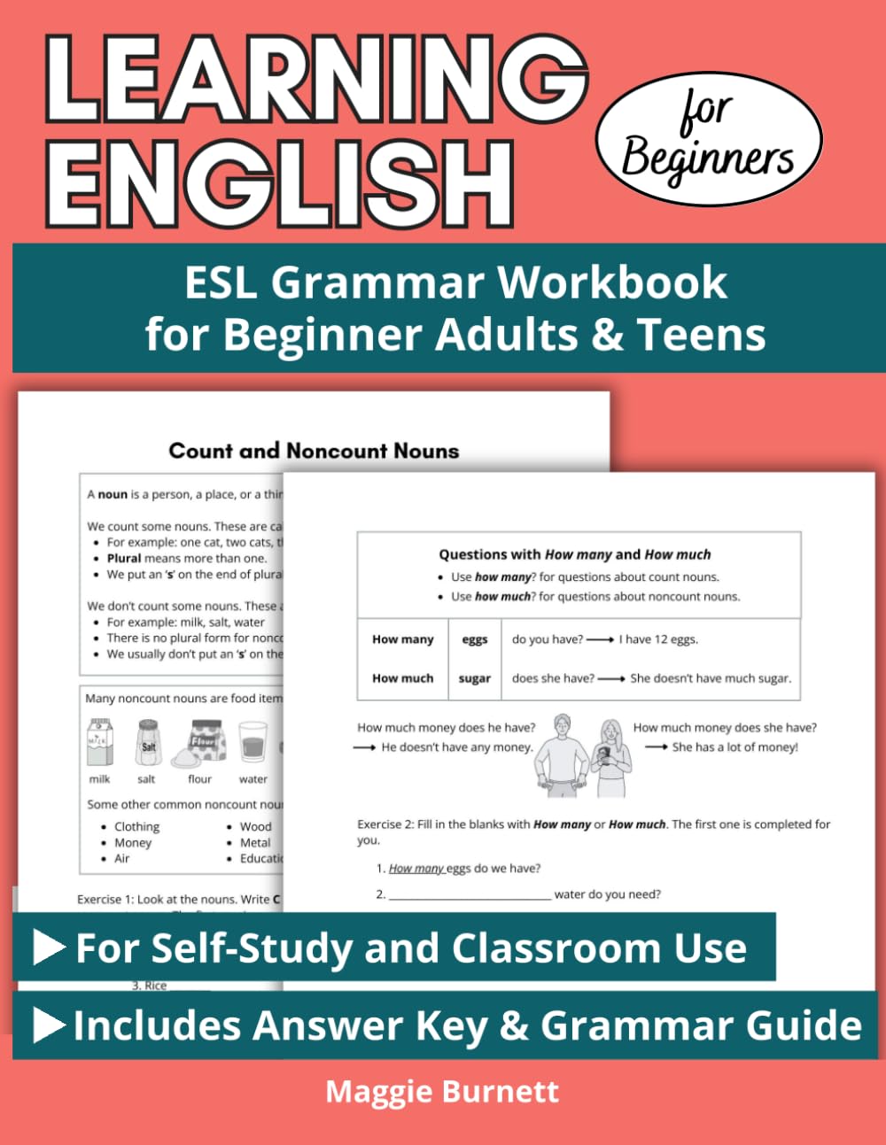 Learning English for Beginners: ESL Grammar Workbook for Beginner Adults & Teens