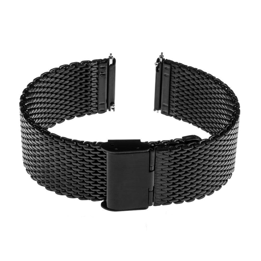 Uhrenarmband 16 mm 18 mm 20 mm 22 mm Universal-Armband Schnellverschluss-Uhrenarmband Mesh-Edelstahlarmband Handgelenk Gürtelarmband schwarz