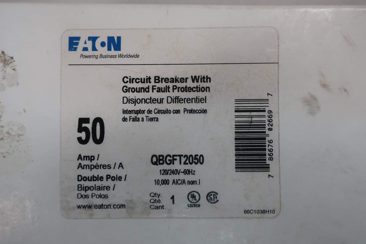 CUTLER HAMMER QBGFT2050 Miniature Circuit Breaker 2P 50A 120/240V-AC