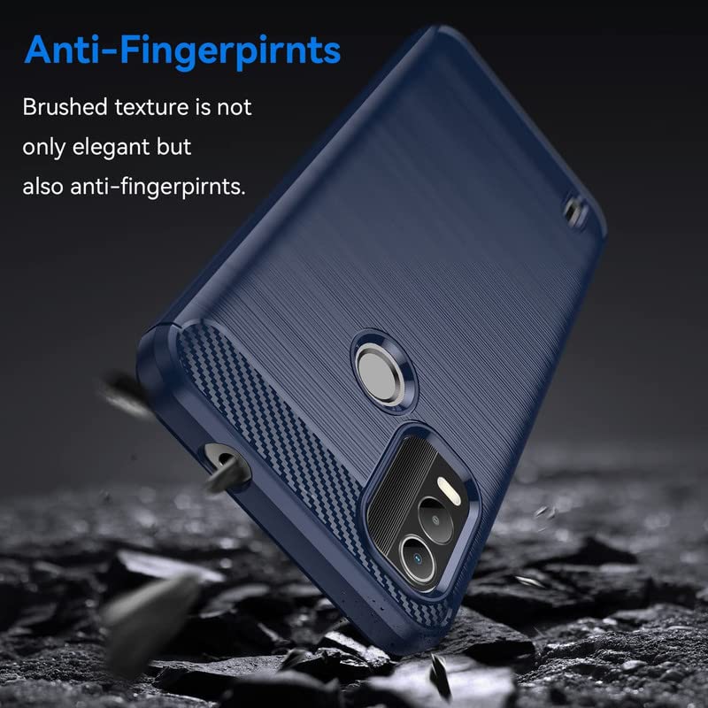Image of NPRC Hybrid Ultra Slim Protective Case TPU Non-Slip Carbon Fiber Texture Shockproof Case Cover for Nokia C21 Plus - Blue