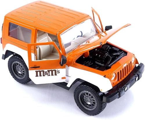 Miniatura 5 de M&M's 1:24 2007 Jeep Wrangler - Coche fundido a presión y figura naranja de 2.75 pulgadas, juguetes para niños y adultos