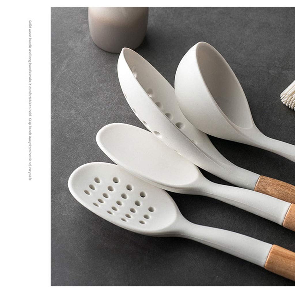 Silikon-Küchengeräte Kochsets Suppenlöffel Pfannenwender Antihaft-Schaufel mit Holzgriff Spezielles hitzebeständiges Design
