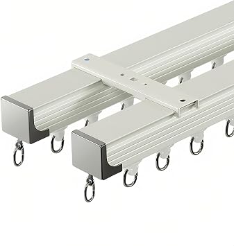 Curtain Double Track, Ceiling Curtain Track Sliding Track System, Aluminum Straight Curtain Rail Kits, Ceiling Or Wall Mounted19.7FT/600CM