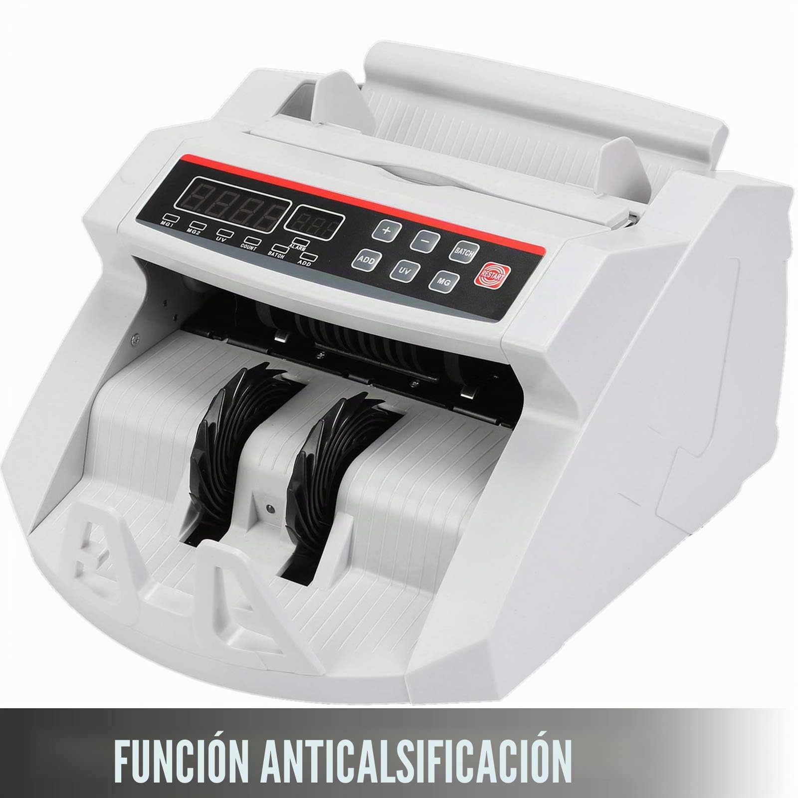 BuoQua Contador de Billetes Profesional, con Pantalla LED, 1000 Piezas por Minuto Máquina para Contar Billetes 26 x 23,5 x 17 cm, para Contar y Detectar Billetes, para Tiendas, Bancos y Restaurantes