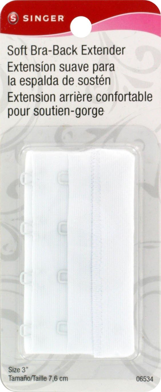 Dyno Merchandise Soft Back Bra Extender with 4 Hooks, 3-Inch, White