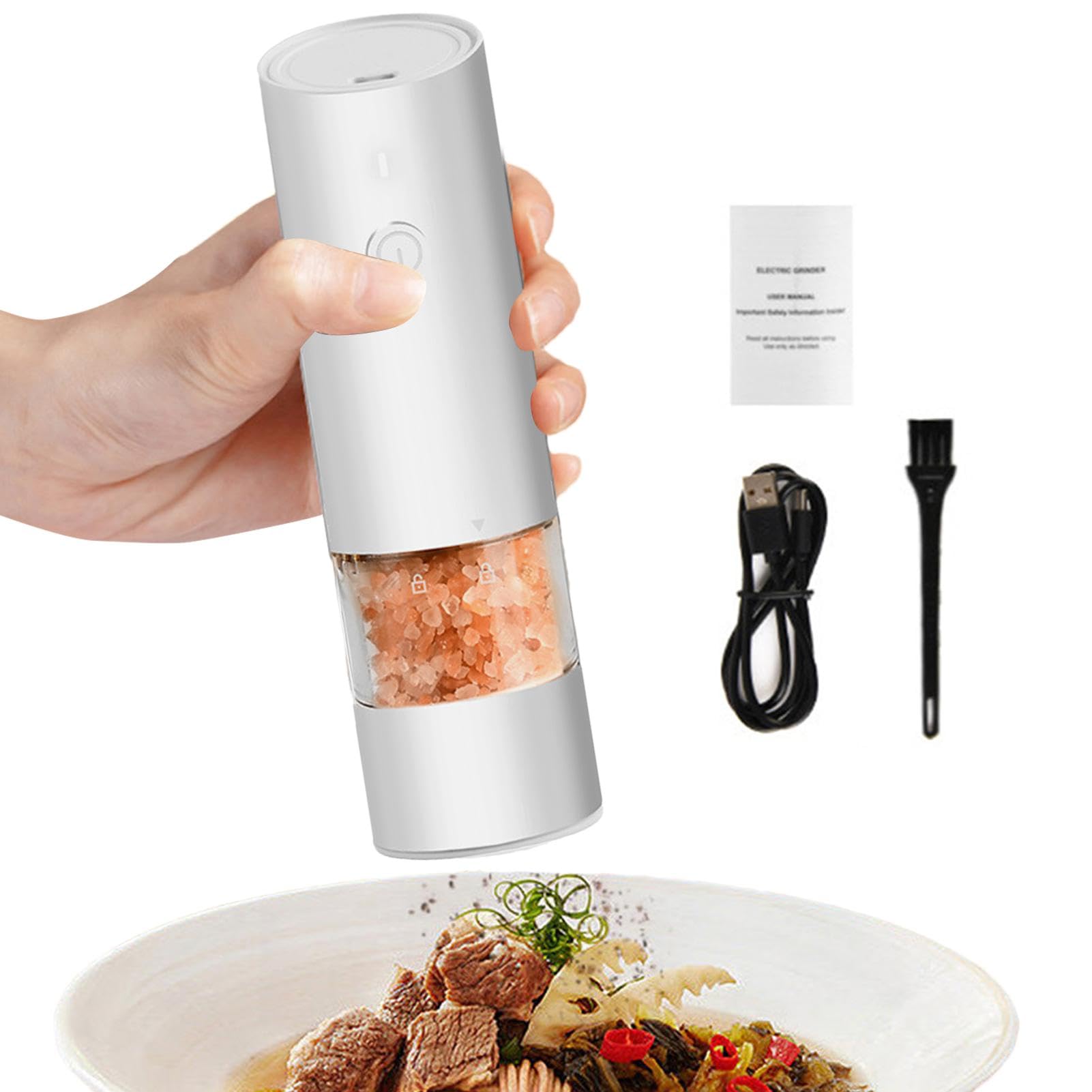 Macinapepe E Macinasale Elettrico A Batteria - 5 Livelli Di Macinatura, Con Luce LED E Supporto - Foto 7