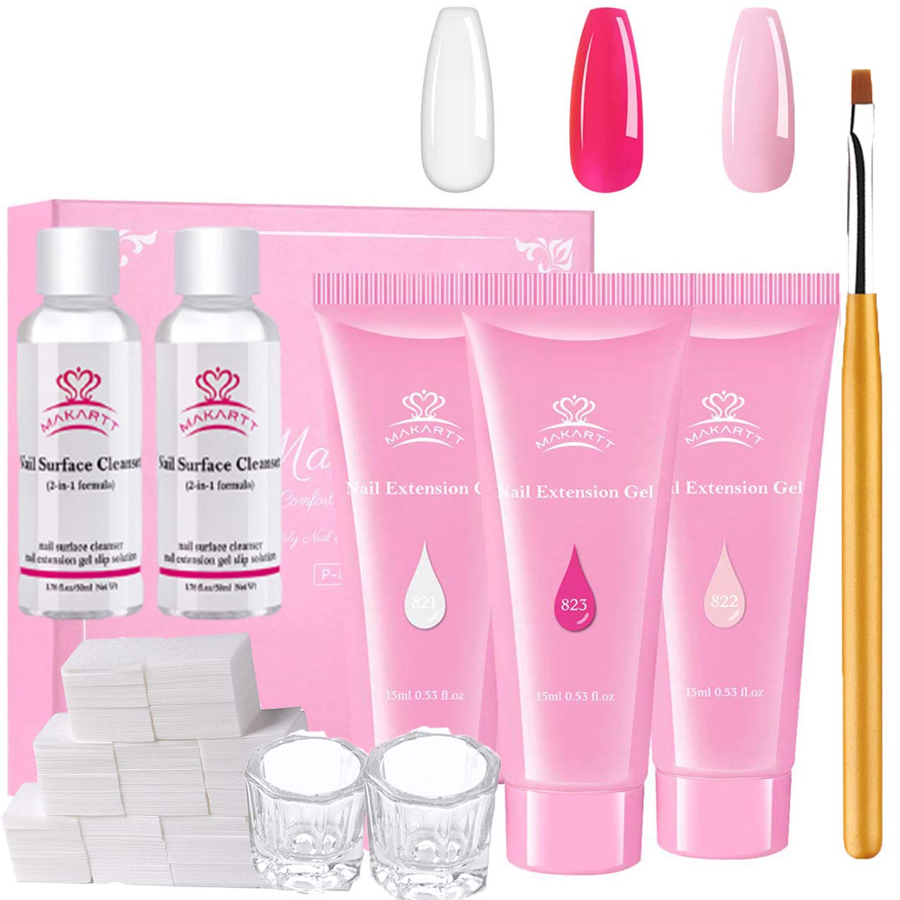 Makartt Pink Poly Nail Extension Gel Set Bundle with Nail