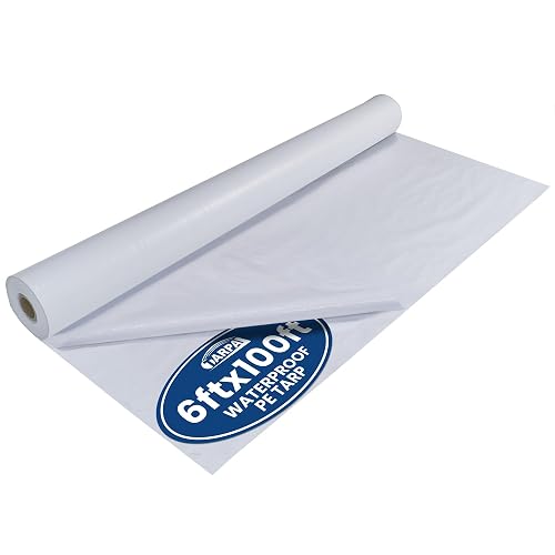 TARPAL 6x100 Feet White Tarp Roll 5mil Waterproof Tarps polyethylene