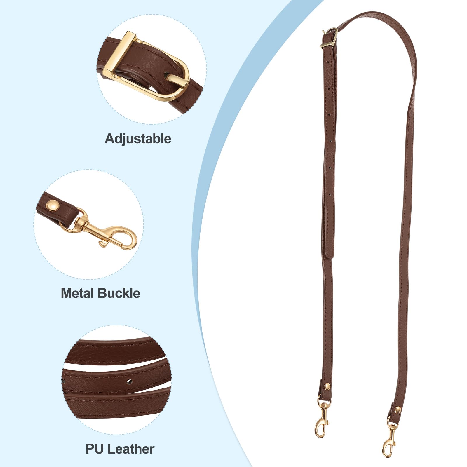 PATIKIL Leather Purse Strap Replacement 47 Inch, PU Adjustable Shoulder Crossbody Replacement Strap with Gold Hardware, Light Brown - Image 3