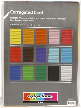 Creativ 21927 Corrugated Card, sheet 25x35 cm, 80 cm, 15 asstd colors sheets