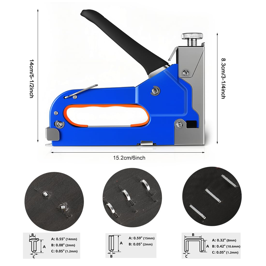 3 in 1 Staple Gun with 1200 Staples Heavy Duty Upholstery Stapler with Remover Adjustable for Wood Crafts Decoration DIY Carpentry Furniture - Image 3