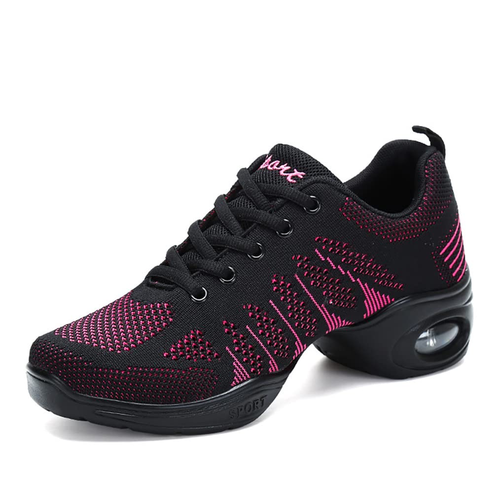 Zapatillas Jazz Zapatillas de Danza Moderna para Mujer Señoras de Encaje hasta Zapatillas de Deporte Transpirable de Baile de salón de Zapatos de Baile al Aire Libre