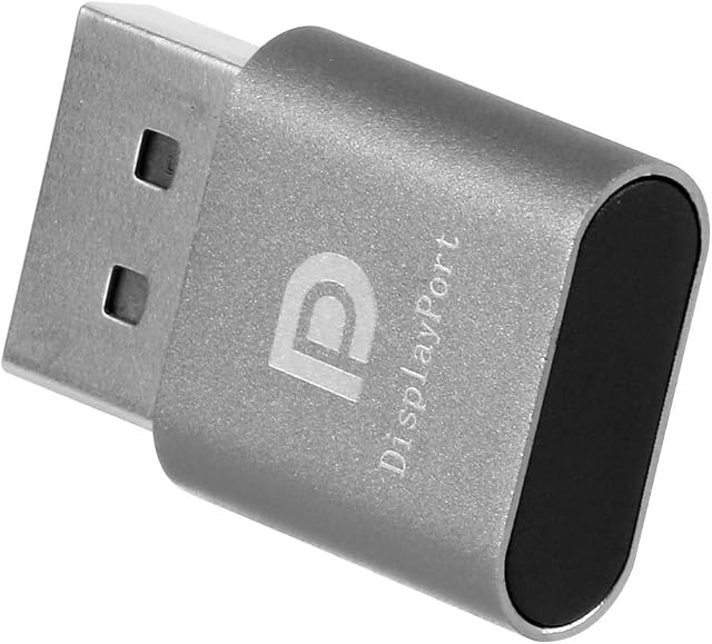 FEICHAO New Virtual Display Adapter DP DisplayPort Dummy Plug 4K Headless Ghost Emulator Connector EDID 1920 * 1080@60Hz (1 Piece,Grey)