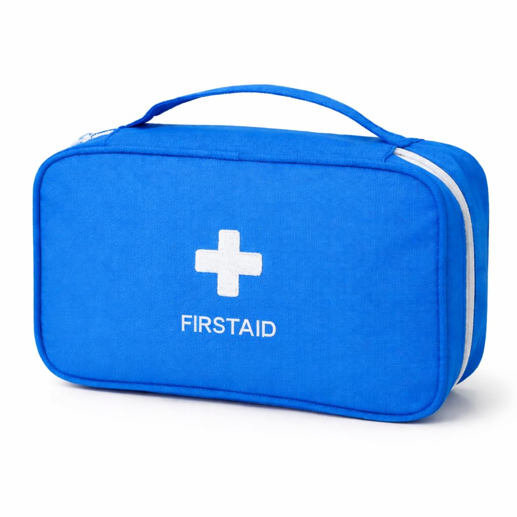 Sumiko First Aid Kit Bag | Medicine Storage Box | Multi-Utility With Handle | Portable & Spacious Emergency Kit Organizer With Mesh Pouch & Elastic Loops | Perfect For Travel, Camping, Home, Blue-image-20
