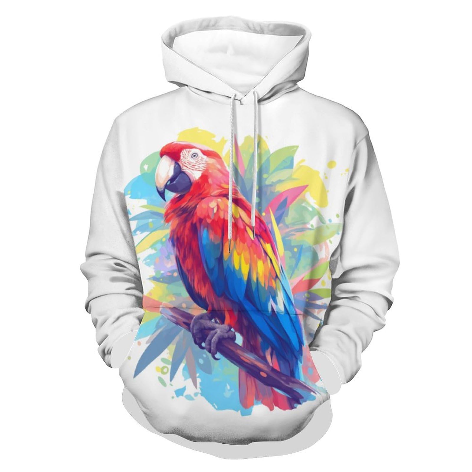 Sweat à capuche perroquet aquarelle sweatshirt pullover S - 8
