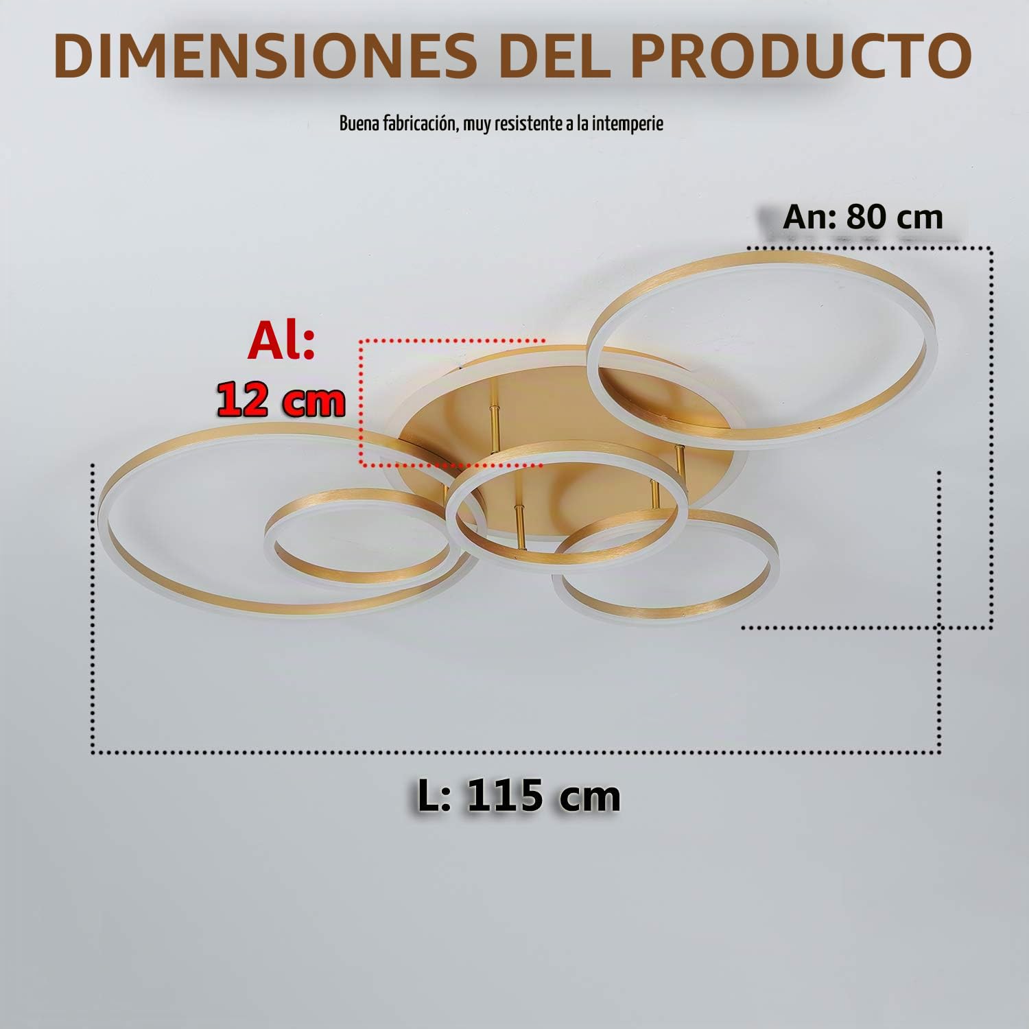 Plafon LED Techo Regulable Lámpara de salón de 115cm con mando a distancia,Lámpara de Techo moderna de diseño Redondo dorado de 108W Luz de Techo para dormitorio con luz nocturna y función de memoria