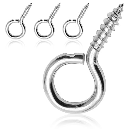 PHITUODA 100pcs 3/4 Inch Eye Hooks Screw, 1 x 3/4 Inch Eyes Screws Small Metal Screw Hooks