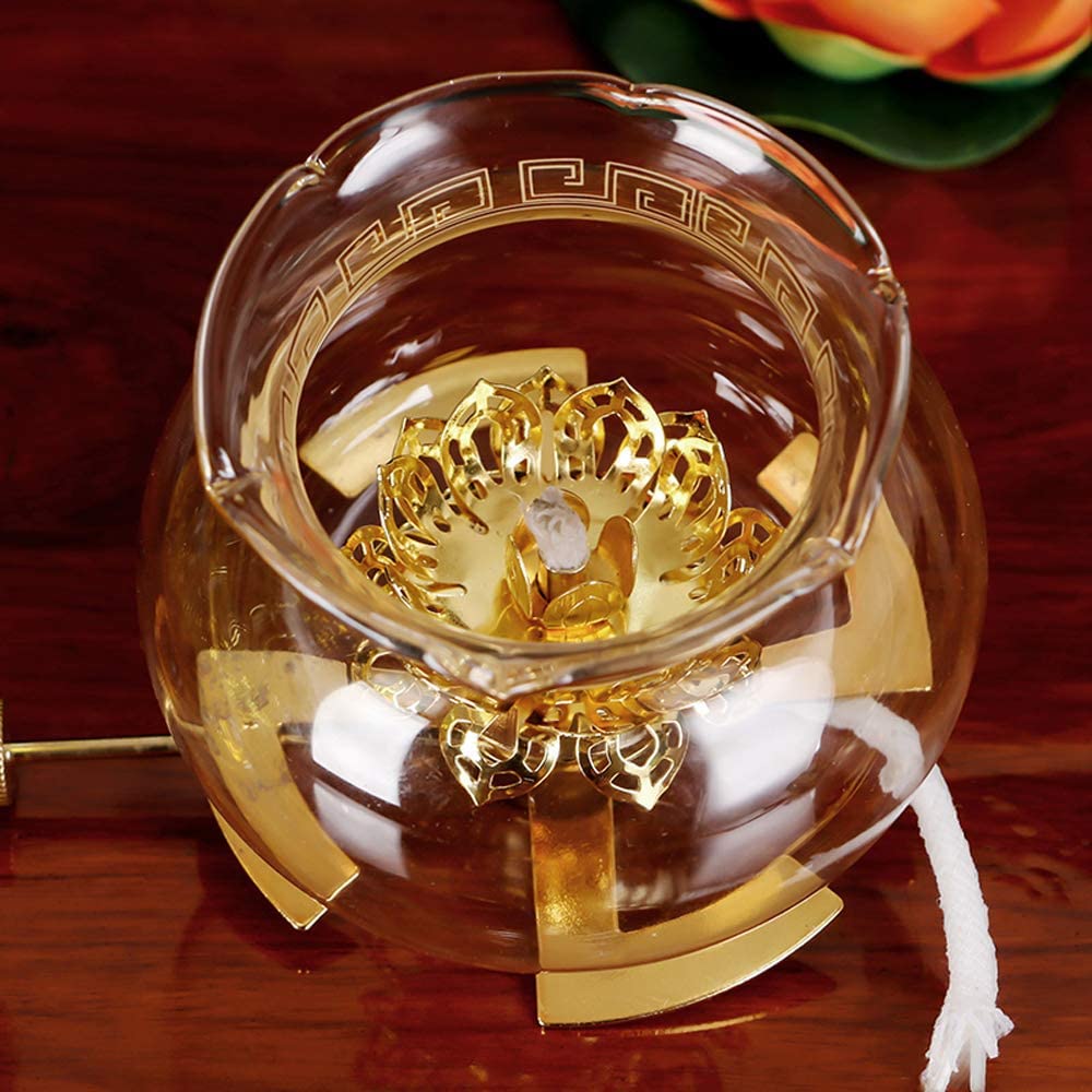 Lot De 8 Lampes à Pétrole Vintage En Verre Et Métal Doré – Lanterne Coupe-Vent Élégante Pour Intérieur