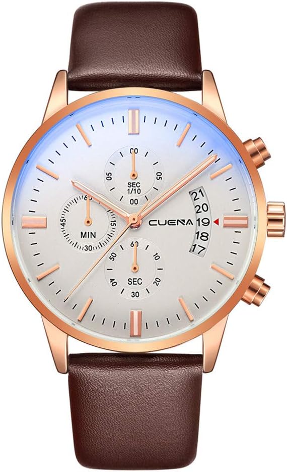 winsopee Luxury Outdoor Stylish Watches Business Style Quartz Watch Leather Strap Stainless Steel Dial Casual Bracele Watch