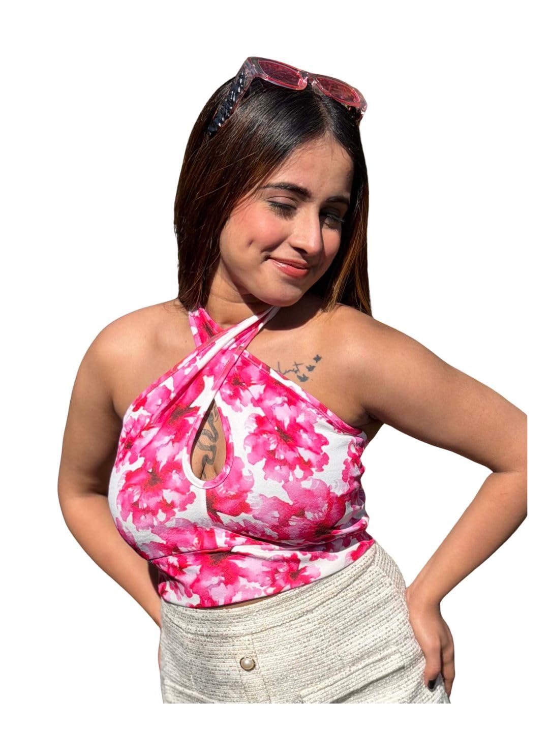 Women's Floral Print Multicolor Top- Cotton Blend Western Style Sleeveless for Office, Casual, Festive & Party (11759)-image-21