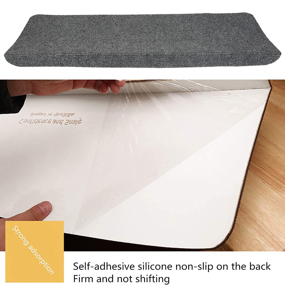 HUOLE Tapis d'escalier polyester - Kit de 15 Marchettes Escalier Rectangulaire pour marches, antidérapants marches en bois, enfants et chiens(65x25cm gris), 15pc (65x25cm HL269092, (HL269092)