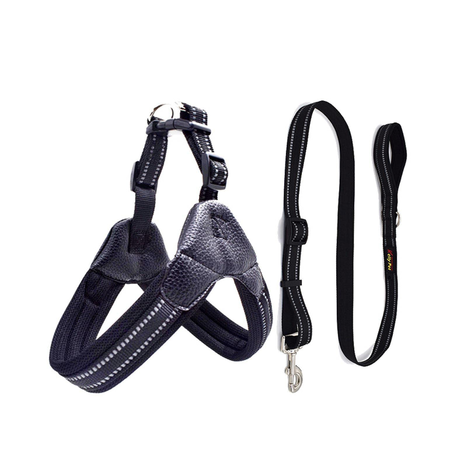 Atmungsaktiver Nylon-Netz-Hunde-Sicherheitsgurt, reflektierend, verstellbar, für Hunde und Haustiere, Halsband, Leine, Hundezubehör, Größe S, Schwarz