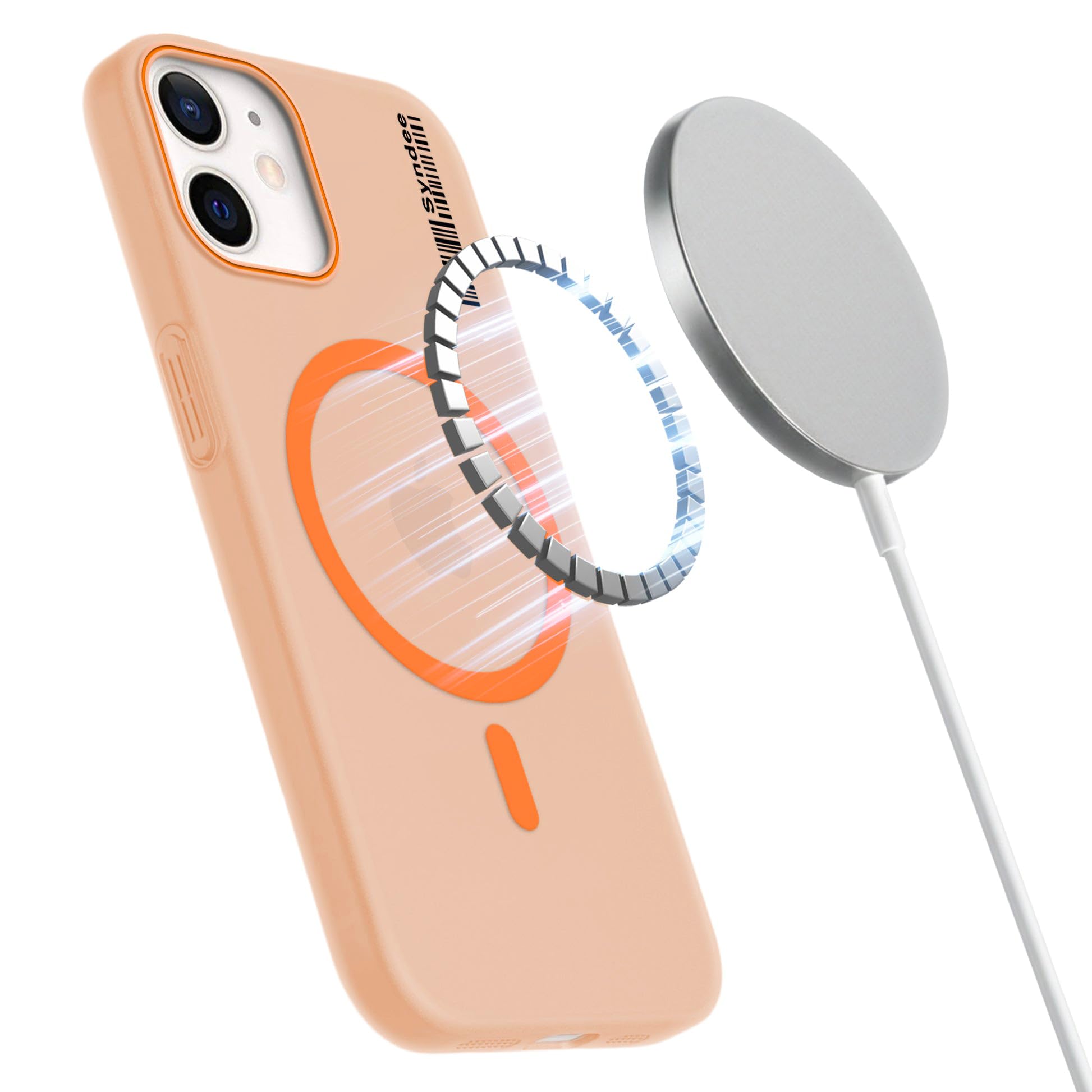 DL3 Mobilak Case Back Cover for iPhone 11, Sleek Frosted Translucent Back Only Compatible with Wireless Magnetic Accessories | Anti-Scratch Shockproof Phone Case (Orange)