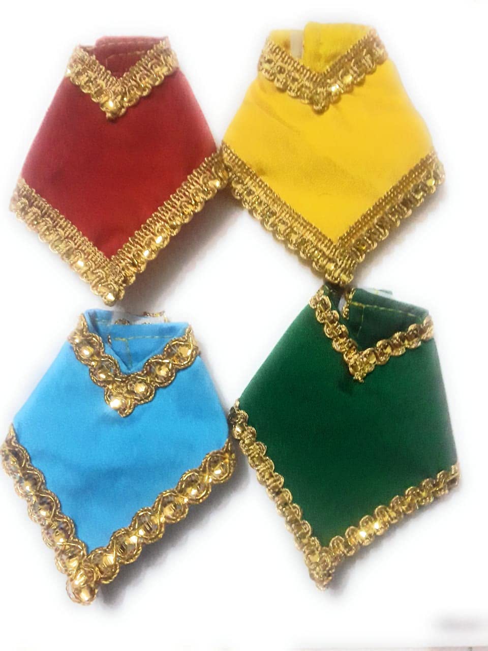 LIARA Silk Cloth Tafta Shirdi Sai Baba Beautiful Set of 3 Golden Lase Handcrafted Baba Vastra (Gold, 3.5 Inch),Silk Cloth, Silk Cloth